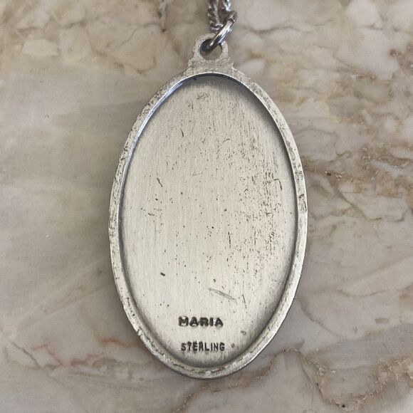 Sterling Silver St. Christopher Religious Medal 24” Sterling Silver Curb Chain - Picture 4 of 8